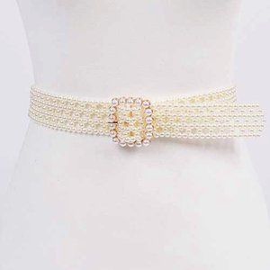 BNWT Beaded Pearl Belt Handmade Pearl Buckle Belt Bridal Belt Dressy Belt
